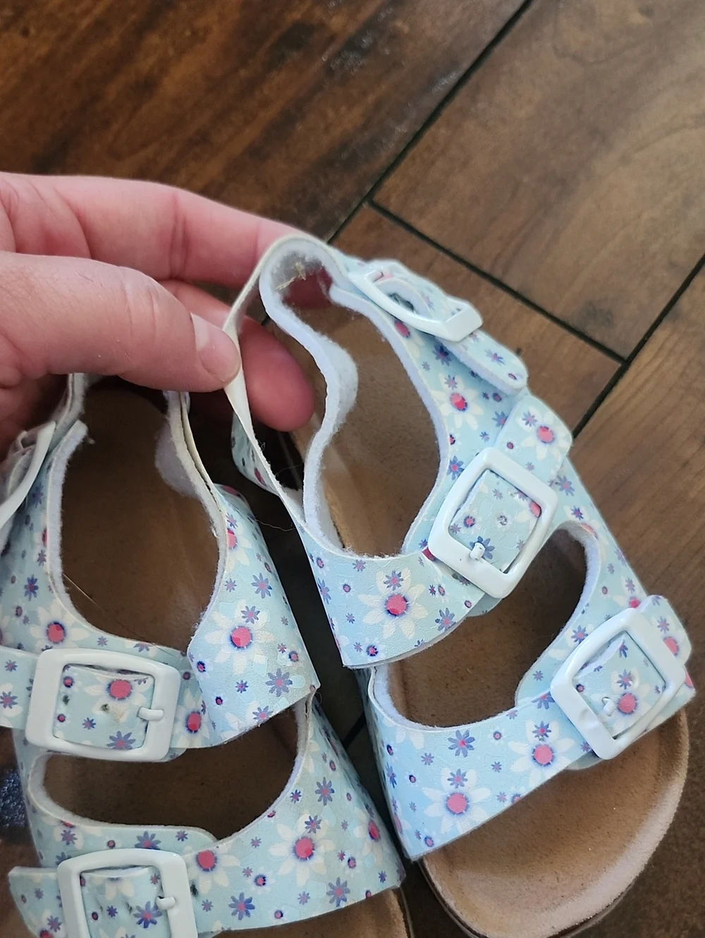 FREE ADD ON! Size 9 Girls Floral Double-Buckle Sandals - Light Blue